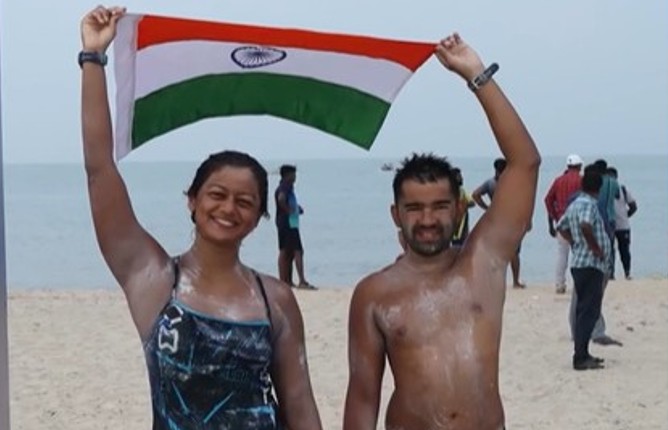 Bengaluru Couple Creates History By Swimming 32 km From Sri Lanka To India